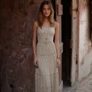 Anthropologie Meadow Rue Marigny Tiered Lace Maxi Dress Size XSP